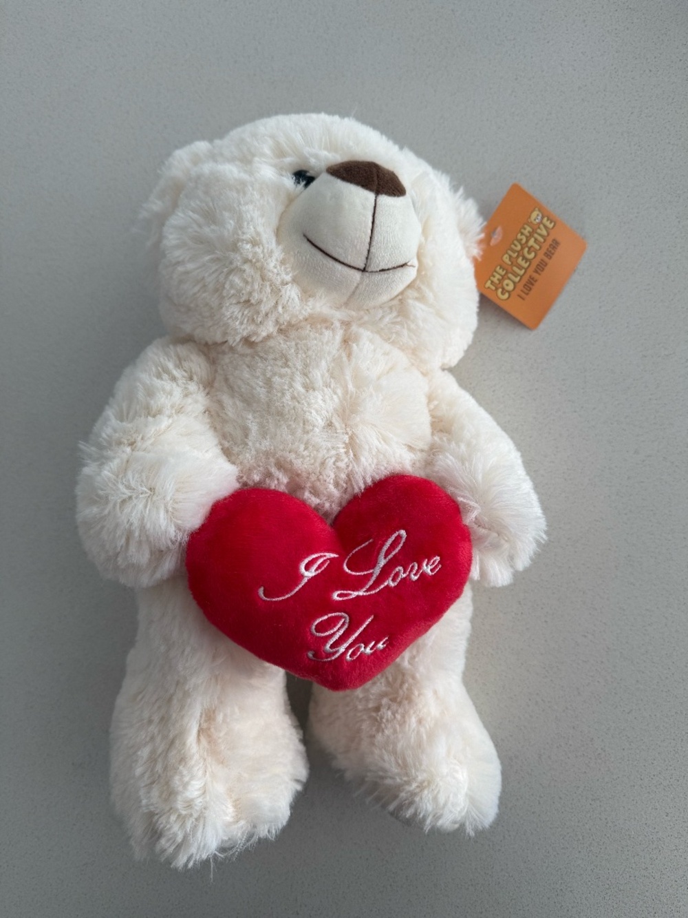The Plush Collective “I Love You” Teddy Bear | White Plush Bear with Heart | NWT